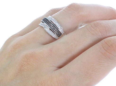 Sterling Silver Brown White Cubic Zirconia Ring Size 8 Jewelry AS54992